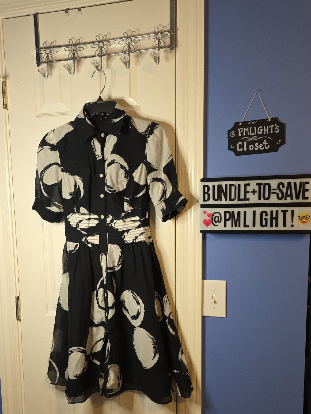 The Limited Shirtwaist Dress Black White Gray Printed Size 4